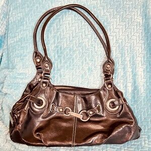 Rosetti New York, Small Black Handbag Silver Hardware w/Strap in Front